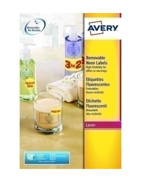 ETIQUETAS ADHIMPRAVERY A4 FLUOR AMARILLO CROMOS CAJA 25h 991x381 mm 350 udsL7263Y