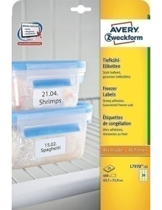 ETIQUETAS ADHIMPRAVERY A4 BLANCA ESPECIAL CONGELADOR CROMOS CAJA 25h 635x339 mm 600 udsL7970