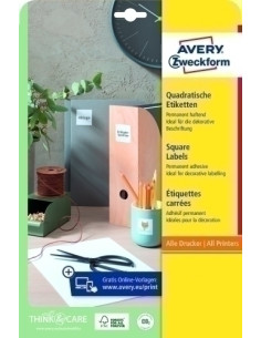 ETIQUETAS ADHIMPRAVERY BLANCA PARA CODIGO QR CAJA 25h  35x35 mm 875 udsL7120