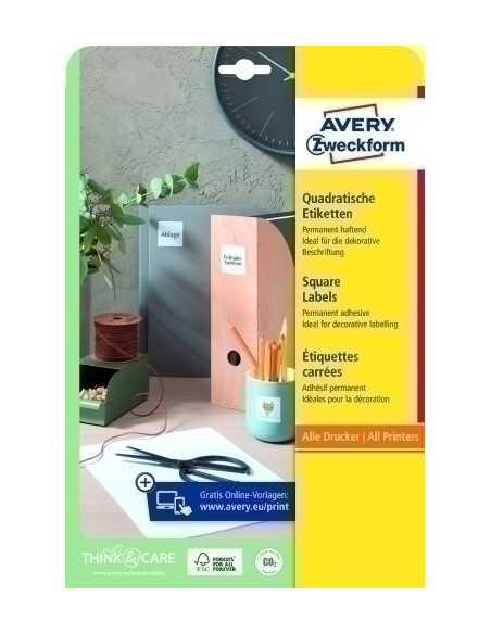ETIQUETAS ADHIMPRAVERY BLANCA PARA CODIGO QR CAJA 25h  35x35 mm 875 udsL7120