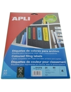 ETIQUETAS ADHIMPRAPLI A4 para ARCHIVO CROMOS BLISTER 20h COLAMARILLO 190x61 mm 80 uds01374