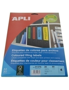 ETIQUETAS ADHIMPRAPLI A4 para ARCHIVO CROMOS BLISTER 20h COLROJO 190x61 mm 80 uds01376