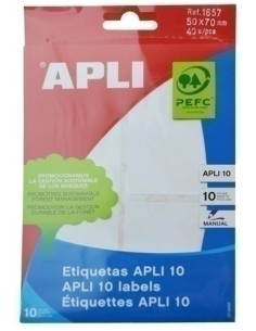 ETIQUETAS ADHMANUALES BOLSA APLI BLANCAS 10h CROMOS  50x70 mm 40 uds01657