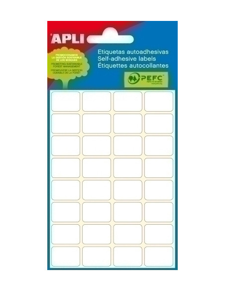 ETIQUETAS ADHMANUALES BOLSA APLI BLANCAS MINI CROMOS 4h 10x49 mm 48 uds 02689 JOYERIA