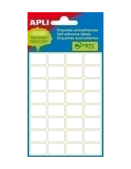 ETIQUETAS ADHMANUALES BOLSA APLI BLANCAS MINI CROMOS 6h 25x40 mm 48 uds02680