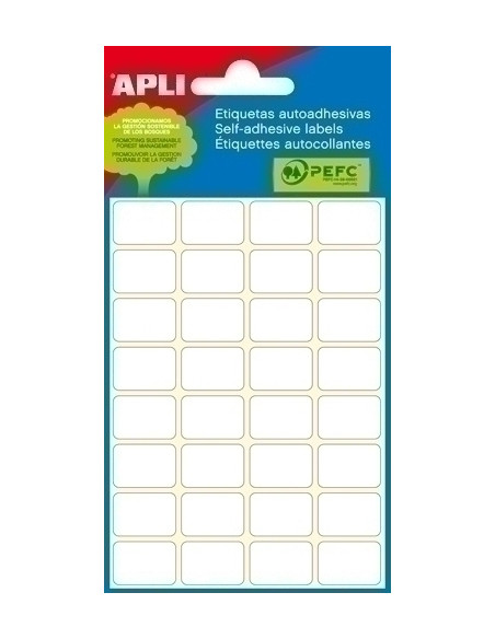 ETIQUETAS ADHMANUALES BOLSA APLI BLANCAS MINI CROMOS 6h 53x 82 mm 12 uds02686