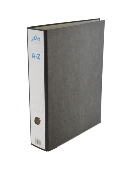 ARCHIVADOR palanca OLEF CARTON JASPEADO NEGRO F 75mm