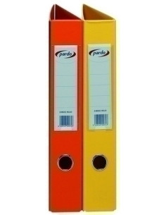 CARPETA de ANILLAS PARDO PLASTICO EXTRA F 4 anMIXTAS 40mm NARANJA