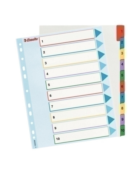 INDICE ESSELTE CARTULINA MYLAR BORRABLE NUMERICO A4 pestañas 1-10 11 taladros