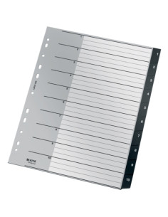 INDICE LEITZ PP RECYCLE NUMERICO A4 pestañas 1-10 11 taladros NEGRO
