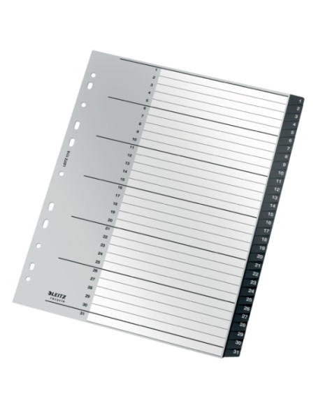 INDICE LEITZ PP RECYCLE NUMERICO A4 pestañas 1-31 11 taladros NEGRO