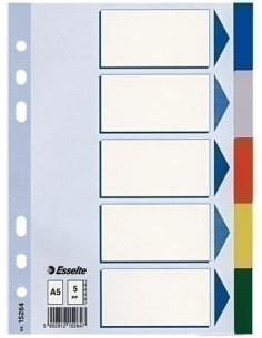 SEPARADORES ESSELTE PP A5 5 pestañas 6 taladros