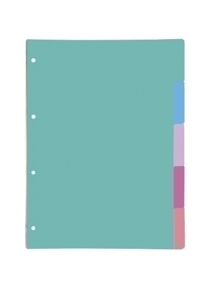 SEPARADORES OXFORD CARTULINA STRONGLINE A4 5 pestañas 4 taladros colores PASTEL