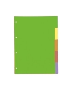 SEPARADORES OXFORD CARTULINA STRONGLINE A4 5 pestañas 4 taladros colores VIVOS