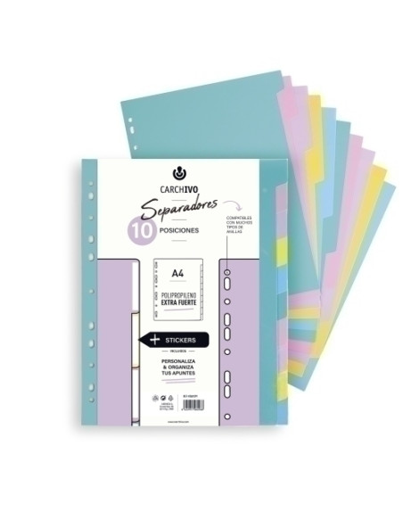 SEPARADORES CARCHIVO SOFT PP EXTRA FUERTE A4 10 pestañas