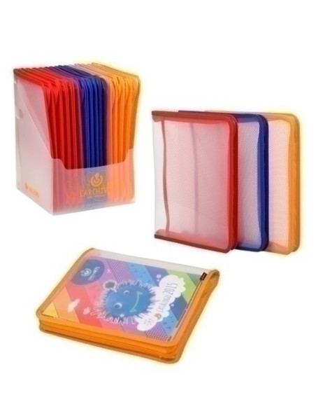 CARPETA PORTADOCUMENTOS CARCHIVO PP DIAGONAL F con CREMALLERA Y BOLSILLO SURTIDO 3 col