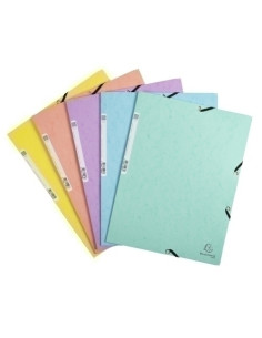 CARPETA de GOMAS y SOLAPAS EXACOMPTA AQUAREL CARTULINA 400g A4 con ETIQUETA COLORES PASTEL SURTIDO