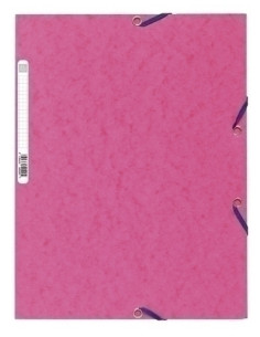 CARPETA de GOMAS y SOLAPAS EXACOMPTA AUTENTICA CARTULINA LUSTRADA A4 con ETIQUETA ROSA