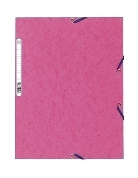 CARPETA de GOMAS y SOLAPAS EXACOMPTA AUTENTICA CARTULINA LUSTRADA A4 con ETIQUETA ROSA