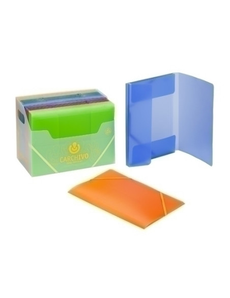 CARPETA de GOMAS y SOLAPAS CARCHIVO PP TRANS 4 FLUOR
