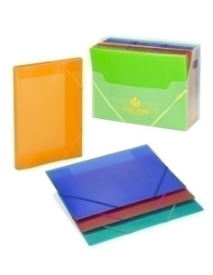 CARPETA de GOMAS y SOLAPAS CARCHIVO PP TRANS F FLUOR SURTIDO 6 col