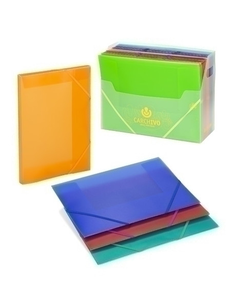 CARPETA de GOMAS y SOLAPAS CARCHIVO PP TRANS F FLUOR SURTIDO 6 col