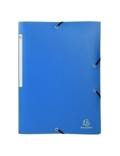 CARPETA de GOMAS y SOLAPAS EXACOMPTA PP OPACO A4 con ETIQUETA AZUL