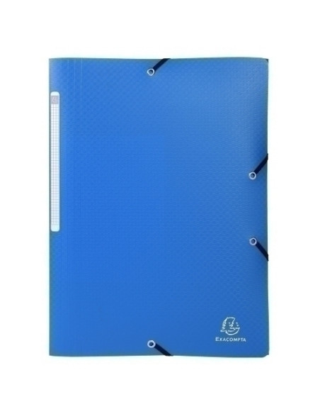 CARPETA de GOMAS y SOLAPAS EXACOMPTA PP OPACO A4 con ETIQUETA AZUL