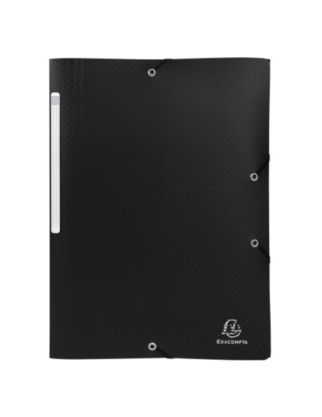 CARPETA de GOMAS y SOLAPAS EXACOMPTA PP OPACO A4 con ETIQUETA NEGRO