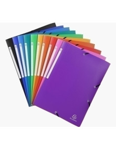 CARPETA de GOMAS y SOLAPAS EXACOMPTA PP OPACO A4 con ETIQUETA SURTIDO