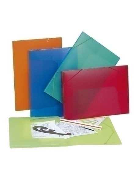 CARPETA de DIBUJO CARCHIVO PP TRANS GOMAS y SOLAPAS CON LOMO A3 5 colsurt