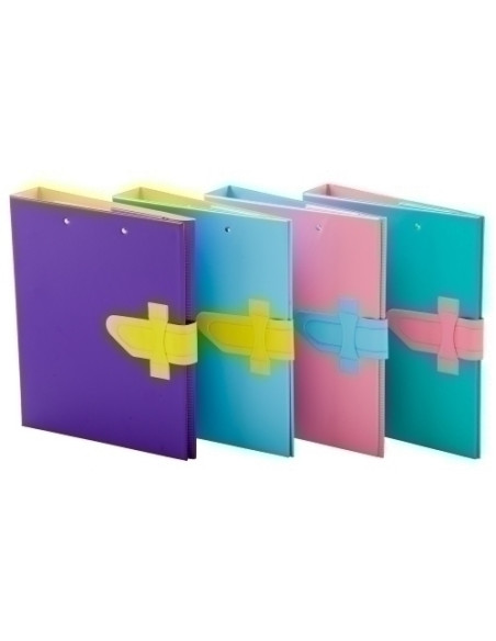CARPETA de ANILLAS con PINZA MINICLIP SUPERIOR IBERPLAS PVC ESCOLAR F  4 an25mm con TRABILLA COLORES MIX