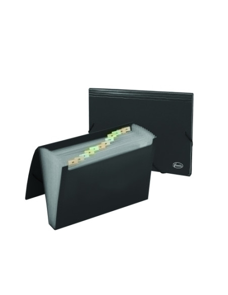 CLASIFICADOR ACORDEON FOROFIS PP OPACO A4 12 DPTOS GOMAS NEGRO