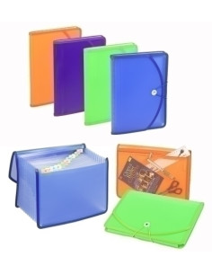 CLASIFICADOR ACORDEON CARCHIVO PP TRANSL F 13 DPTOSRIBETE CREMALLERA BOTON y GOMA 4 colores