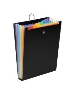 CLASIFICADOR ACORDEON VIQUEL RAINBOW CLASS PP OPACO A4 6 DPTOS VERTICAL CIERRE ELASTICOBOTON INTERIOR MULTICOLOR EXTERIOR NEGRO