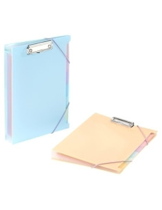 CLASIFICADOR LOMO FUELLE VIQUEL RAINBOW PASTEL PP OPACO A4 6 DPTOS CIERRE GOMAS CON PINZA MULTICOLOR EXTERIOR 2 COLORES SURTIDOS