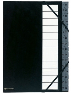 CLASIFICADOR lomo FUELLE EXACOMPTA ORDONATOR CARTON A4 32 SEPARAD 1-32 GOMAS NEGRO