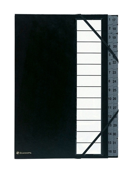 CLASIFICADOR lomo FUELLE EXACOMPTA ORDONATOR CARTON A4 32 SEPARAD 1-32 GOMAS NEGRO