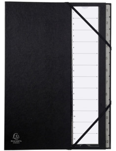 CLASIFICADOR lomo FUELLE EXACOMPTA PP A4 12 SEPARAD 1-12 GOMAS NEGRO