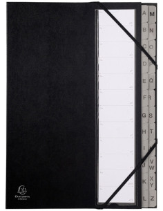 CLASIFICADOR lomo FUELLE EXACOMPTA PP A4 24 SEPARAD A-Z GOMAS NEGRO