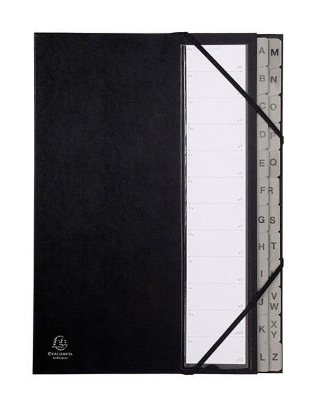 CLASIFICADOR lomo FUELLE EXACOMPTA PP A4 24 SEPARAD A-Z GOMAS NEGRO