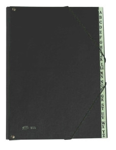 CLASIFICADOR lomo FUELLE PARDO PVC F 18 DPTOSGOMAS ALFABETICO NEGRO