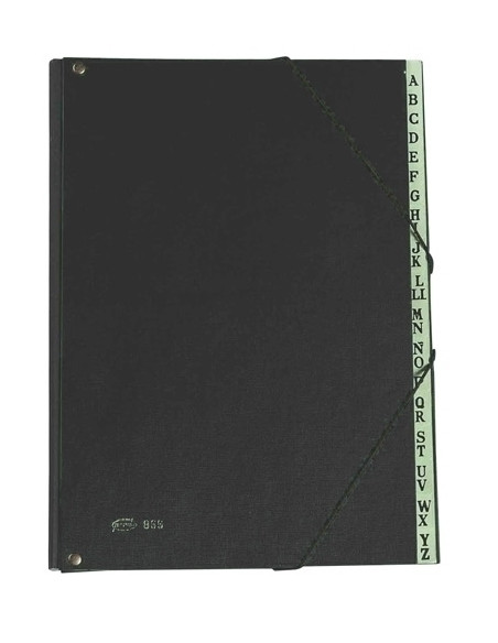 CLASIFICADOR lomo FUELLE PARDO PVC F 18 DPTOSGOMAS ALFABETICO NEGRO