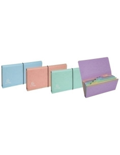 CARPETA CLASIFICADORA EXACOMPTA AQUAREL CARTON FORRADO 6 DPTOS con GOMAS y SOLAPAS SURTIDO 4 col