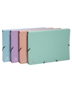 CARPETA CLASIFICADORA EXACOMPTA AQUAREL CARTON FORRADO A4 12 DPTOS con GOMAS y SOLAPAS SURTIDO 4 col