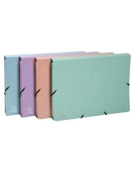 CARPETA CLASIFICADORA EXACOMPTA AQUAREL CARTON FORRADO A4 12 DPTOS con GOMAS y SOLAPAS SURTIDO 4 col