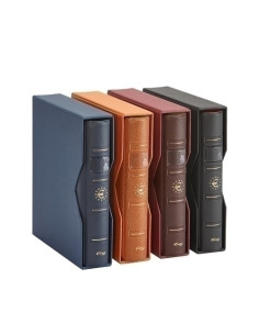 ALBUM de MONEDAS PARDO 4 anillas EURO con CAJETIN NEGRO