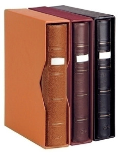 ALBUM de MONEDAS PARDO 4 anillas UNIVERSAL con CAJETIN NEGRO