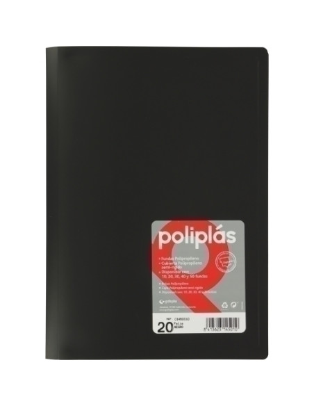 CARPETA FUNDAS TARIFARIO GRAFOPLAS PP FLEXIBLE POLIPLAS OPACO F 50 F NEGRO