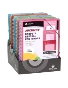CARPETA FUNDAS TARIFARIO CARCHIVO ESPIRAL PP ARCHIVEX-STAR CANGURO A4 EXPOSITOR DE 15 SURTIDOS